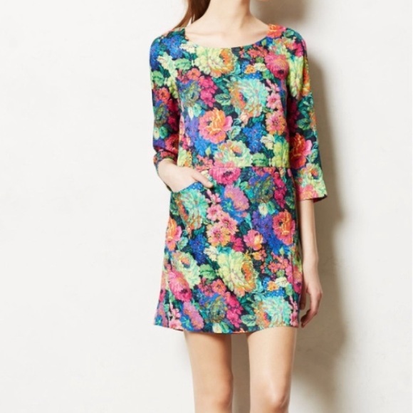 🆕 HD in Paris Front Pockets Tropicalist Shift Dress SZ LG - Picture 3 of 8
